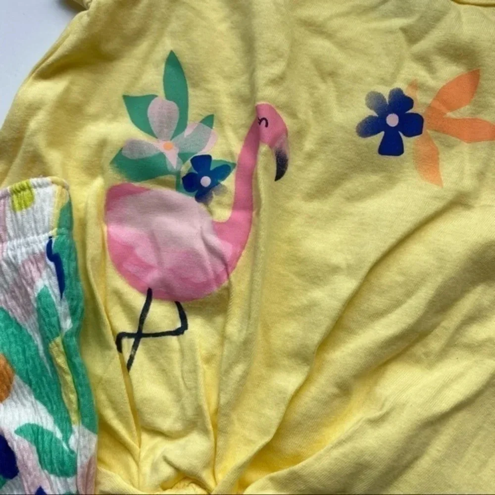 Carters • NWT Yellow Floral Flamingo Shirt Shorts Set